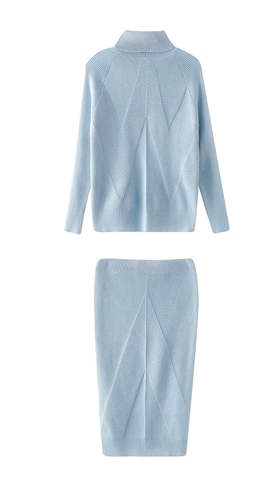 Ravenna 2-Piece Knitted Turtleneck Sweater And Skirt Set (One Size)