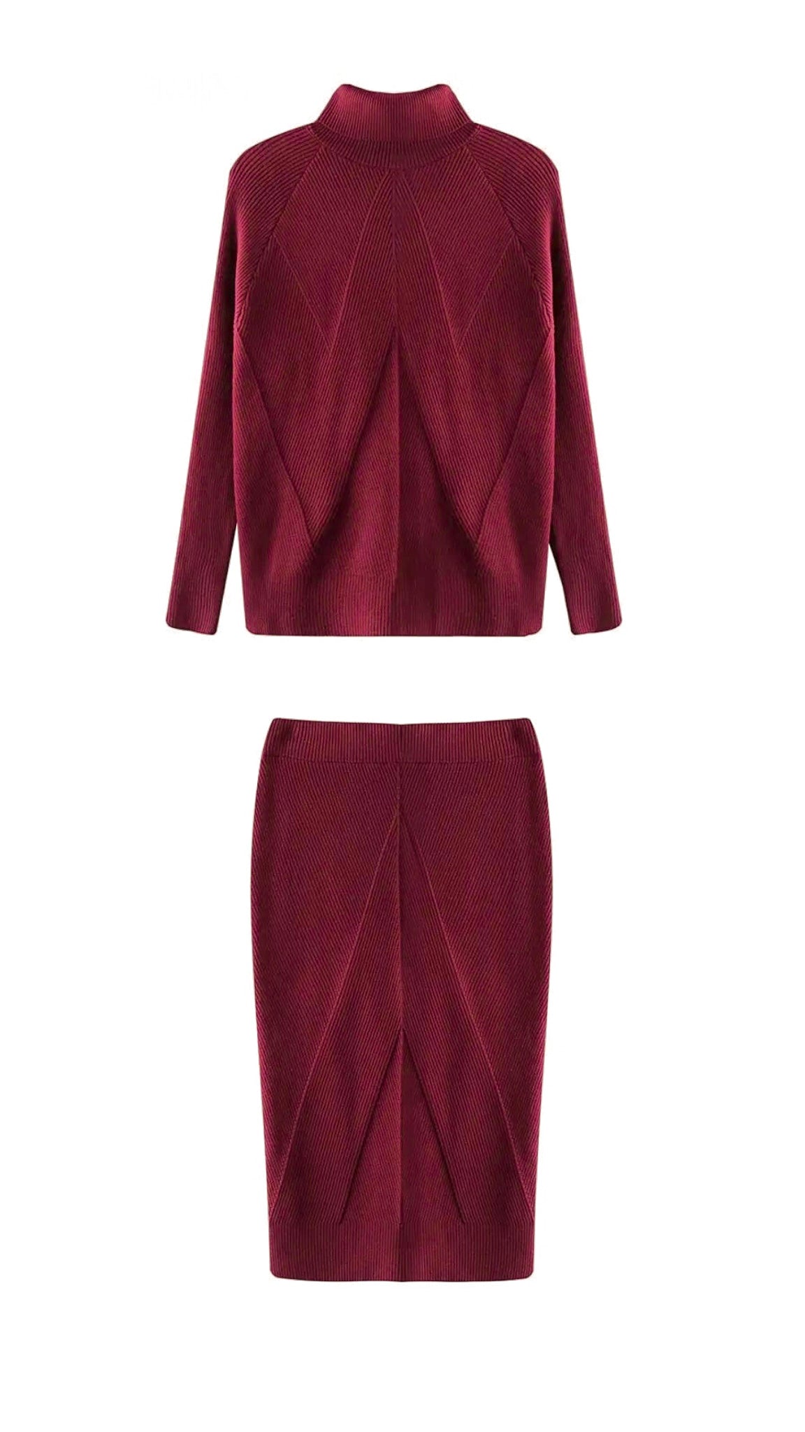 Ravenna 2-Piece Knitted Turtleneck Sweater And Skirt Set (One Size)