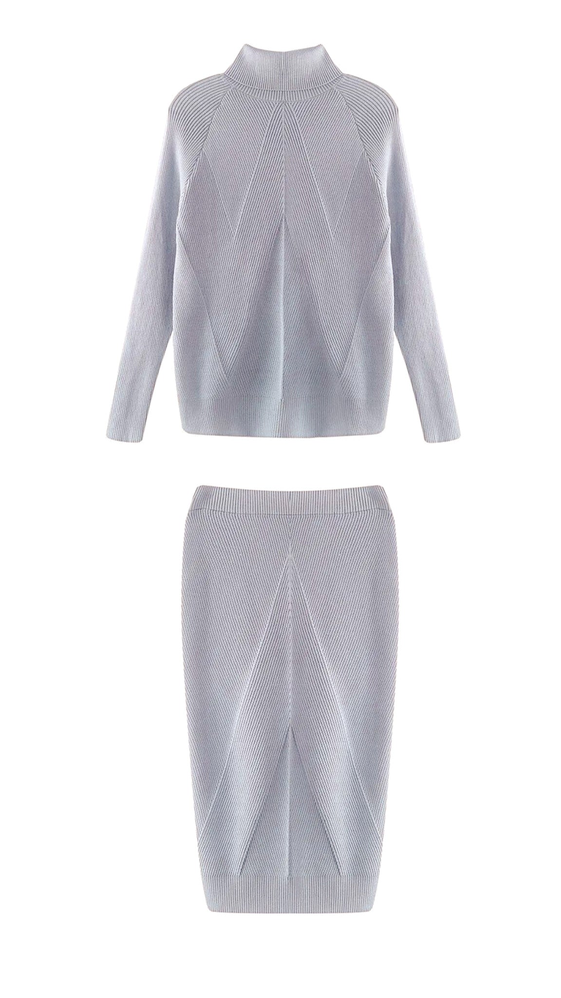 Ravenna 2-Piece Knitted Turtleneck Sweater And Skirt Set (One Size)