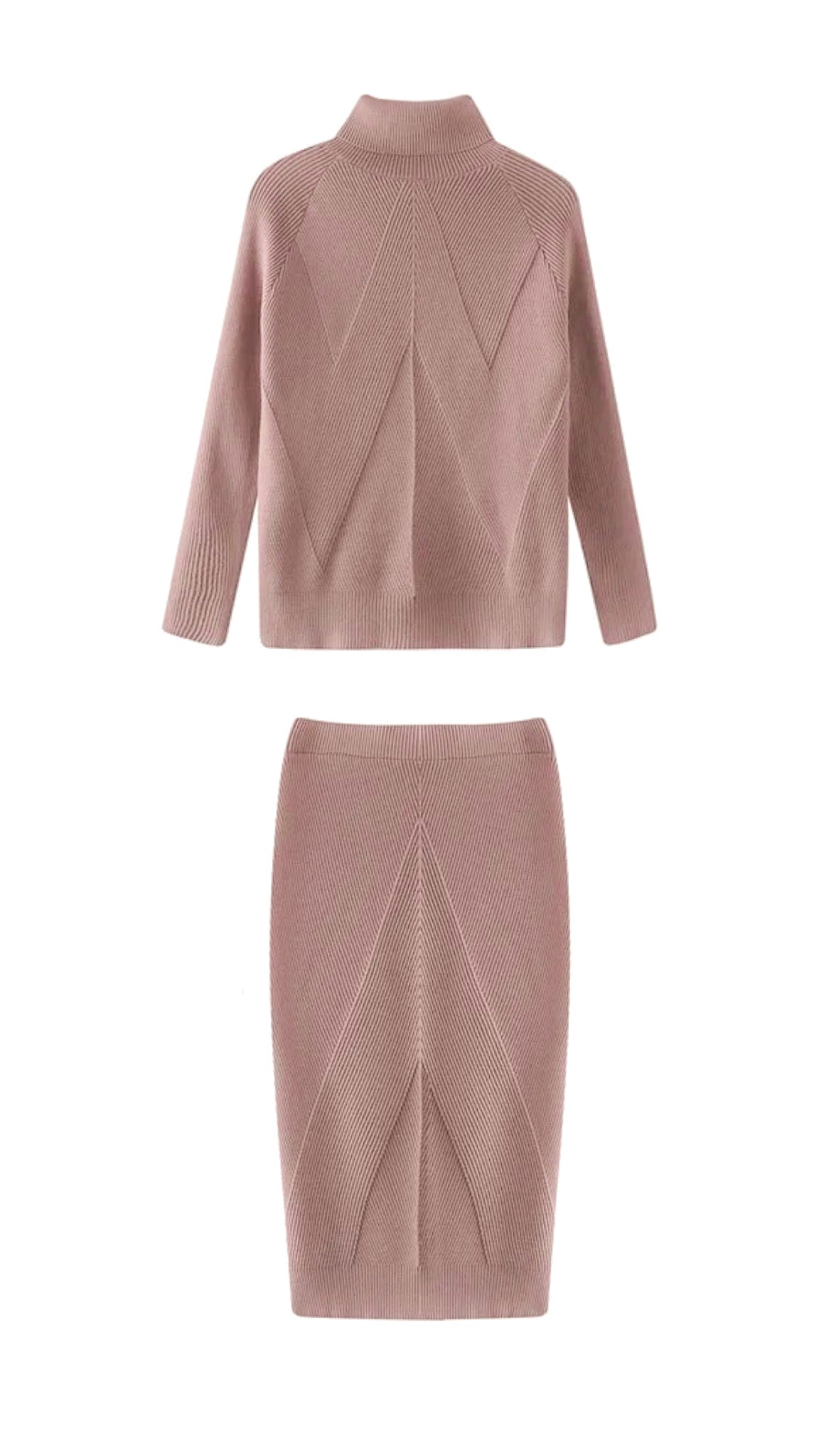Ravenna 2-Piece Knitted Turtleneck Sweater And Skirt Set (One Size)