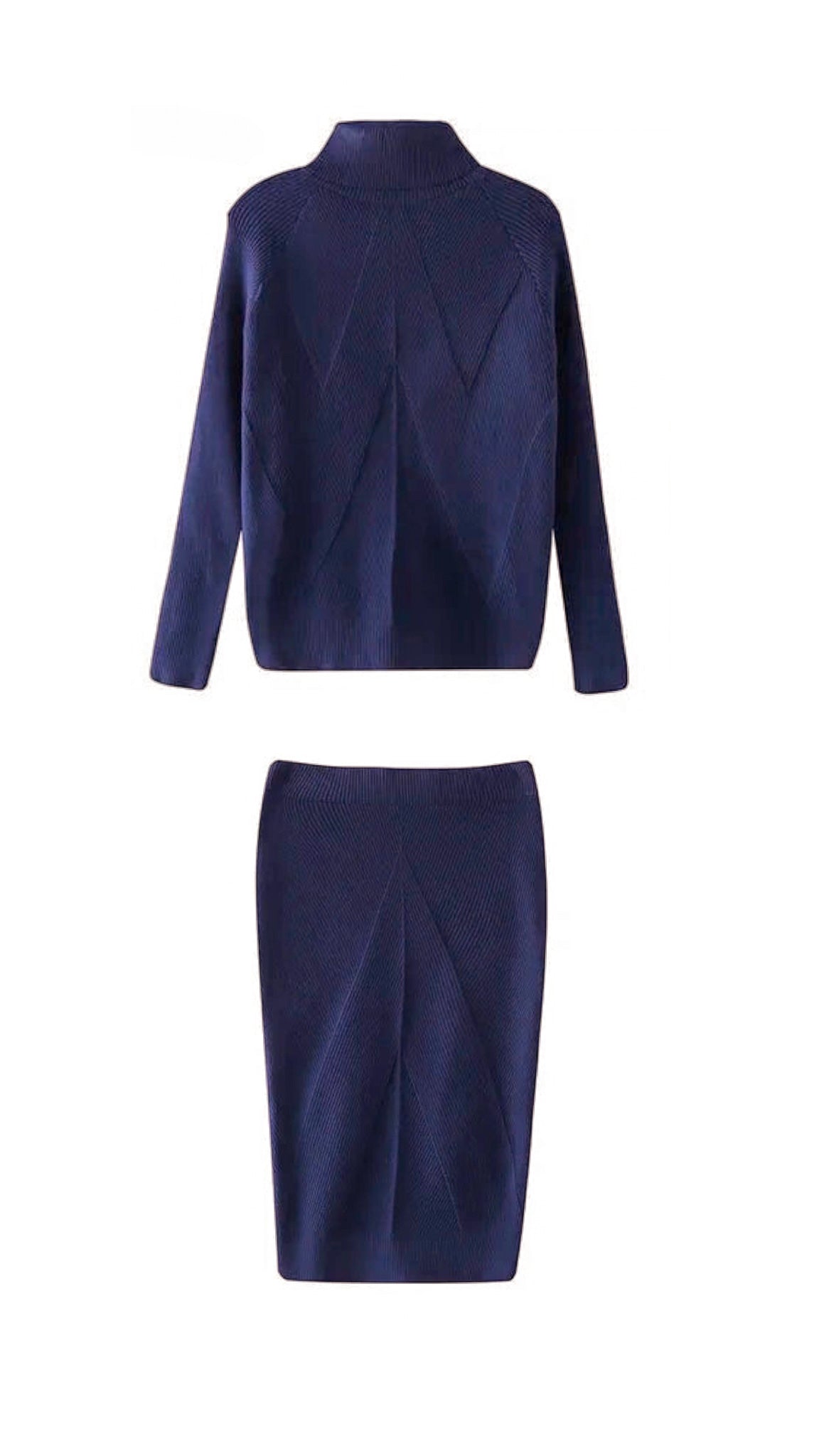 Ravenna 2-Piece Knitted Turtleneck Sweater And Skirt Set (One Size)