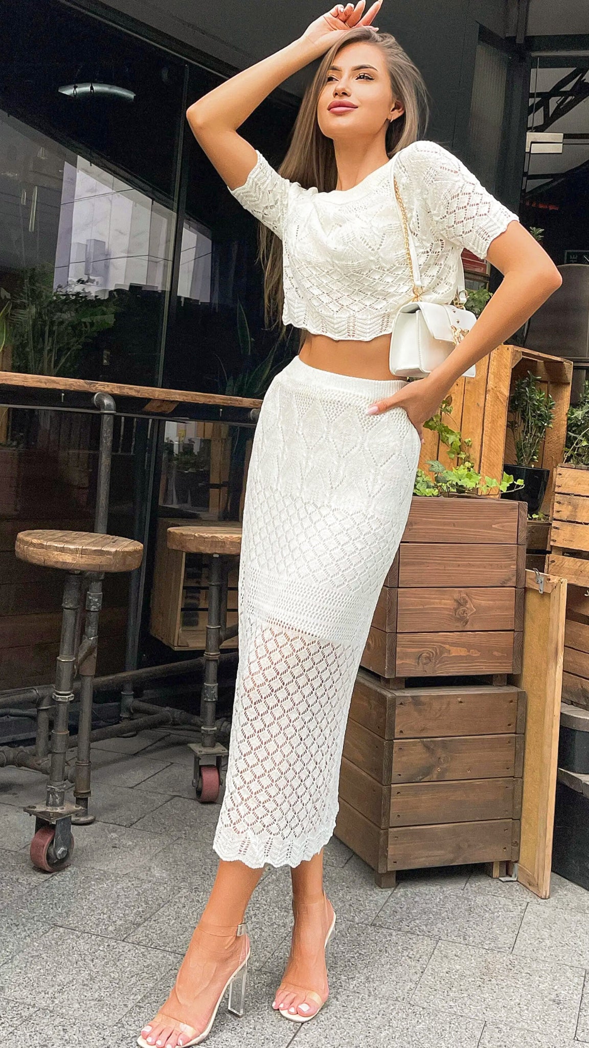 Nicolette 2-Piece Knitted Cropped Top and Skirt Set