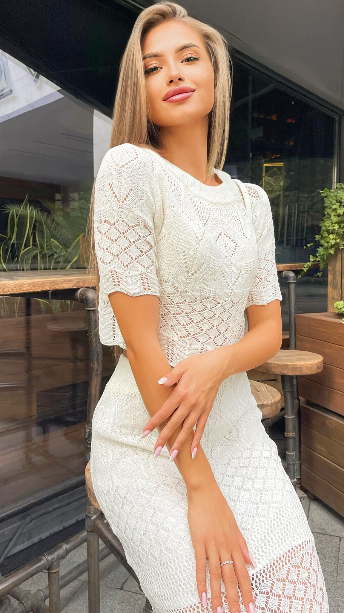 Nicolette 2-Piece Knitted Cropped Top and Skirt Set