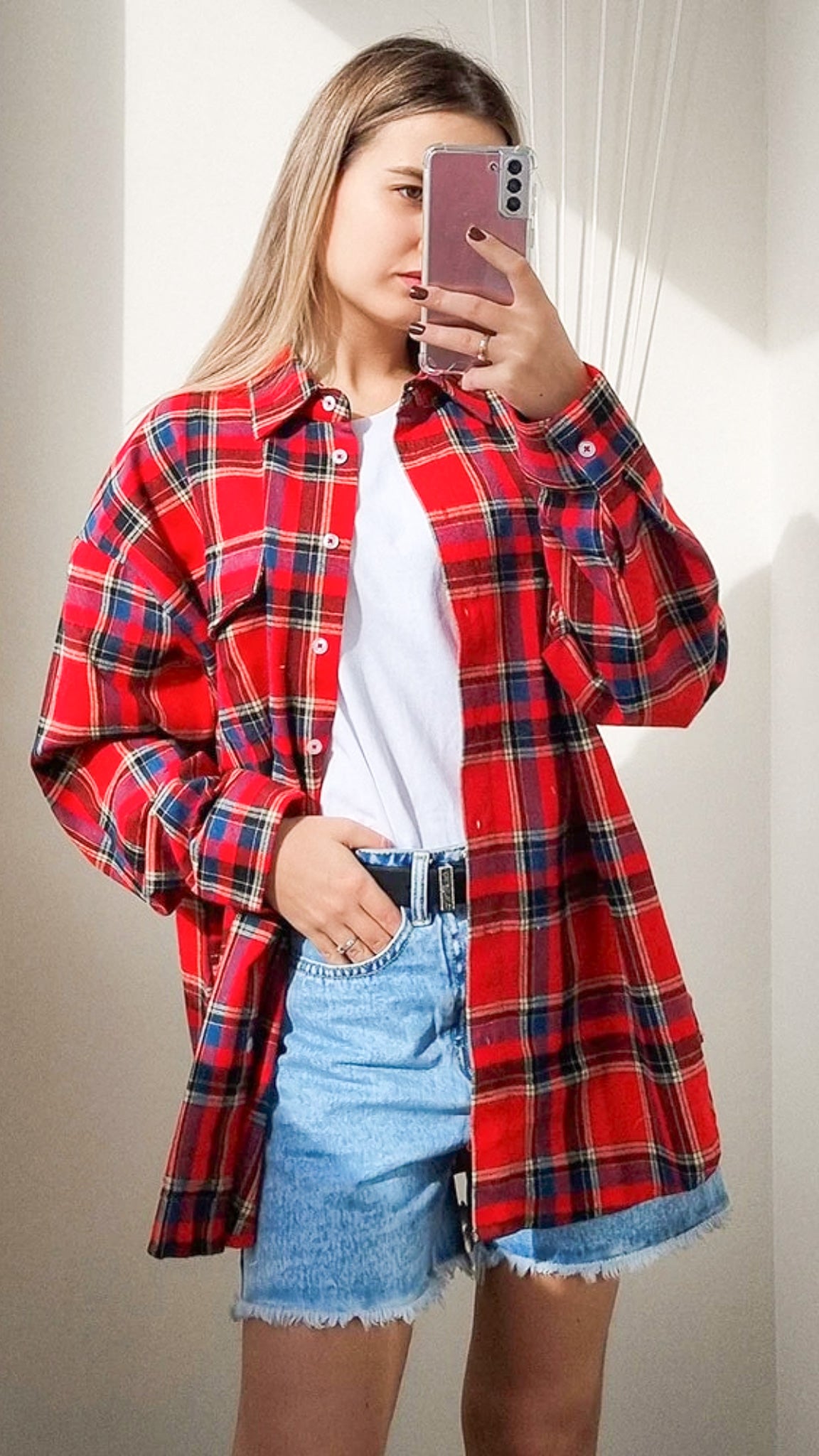 Cassidy Oversized Checkered Blouse