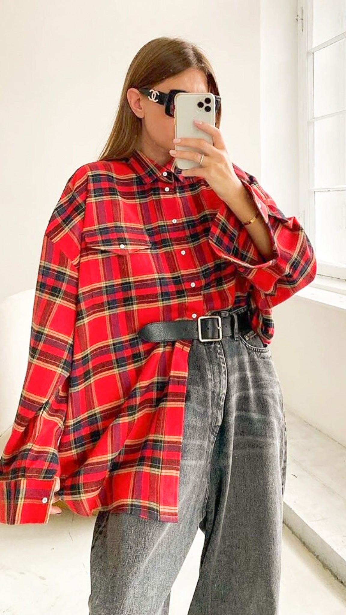 Cassidy Oversized Checkered Blouse