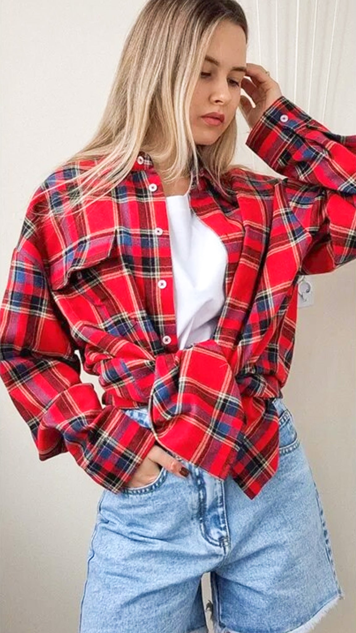 Cassidy Oversized Checkered Blouse