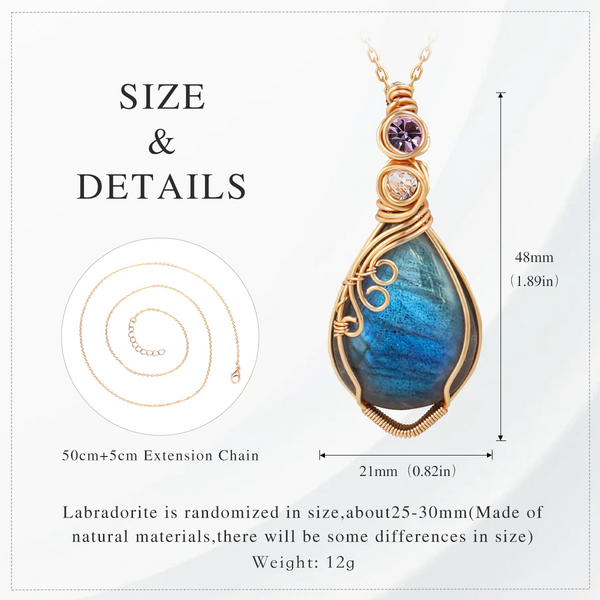 Luna Wire-Wrapped Labradorite Pendant Necklace