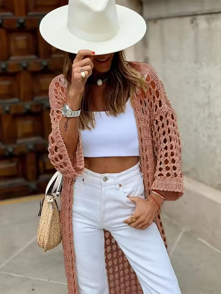 Judith Mesh Longline Duster Cardigan
